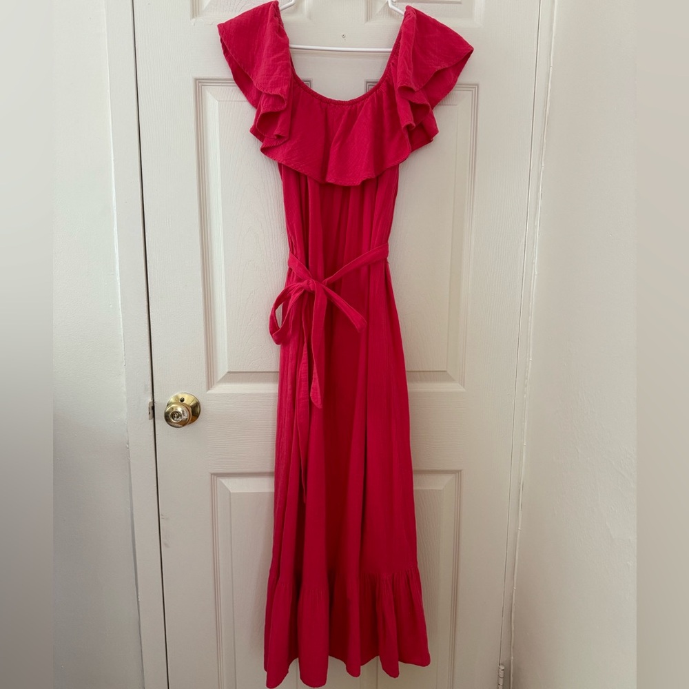 Anthropologie Raspberry Pink Cotton Gauze Maxi Dress — On or Off the Sho…